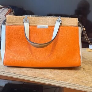 Calvin Klein Orange and Tan Satchel